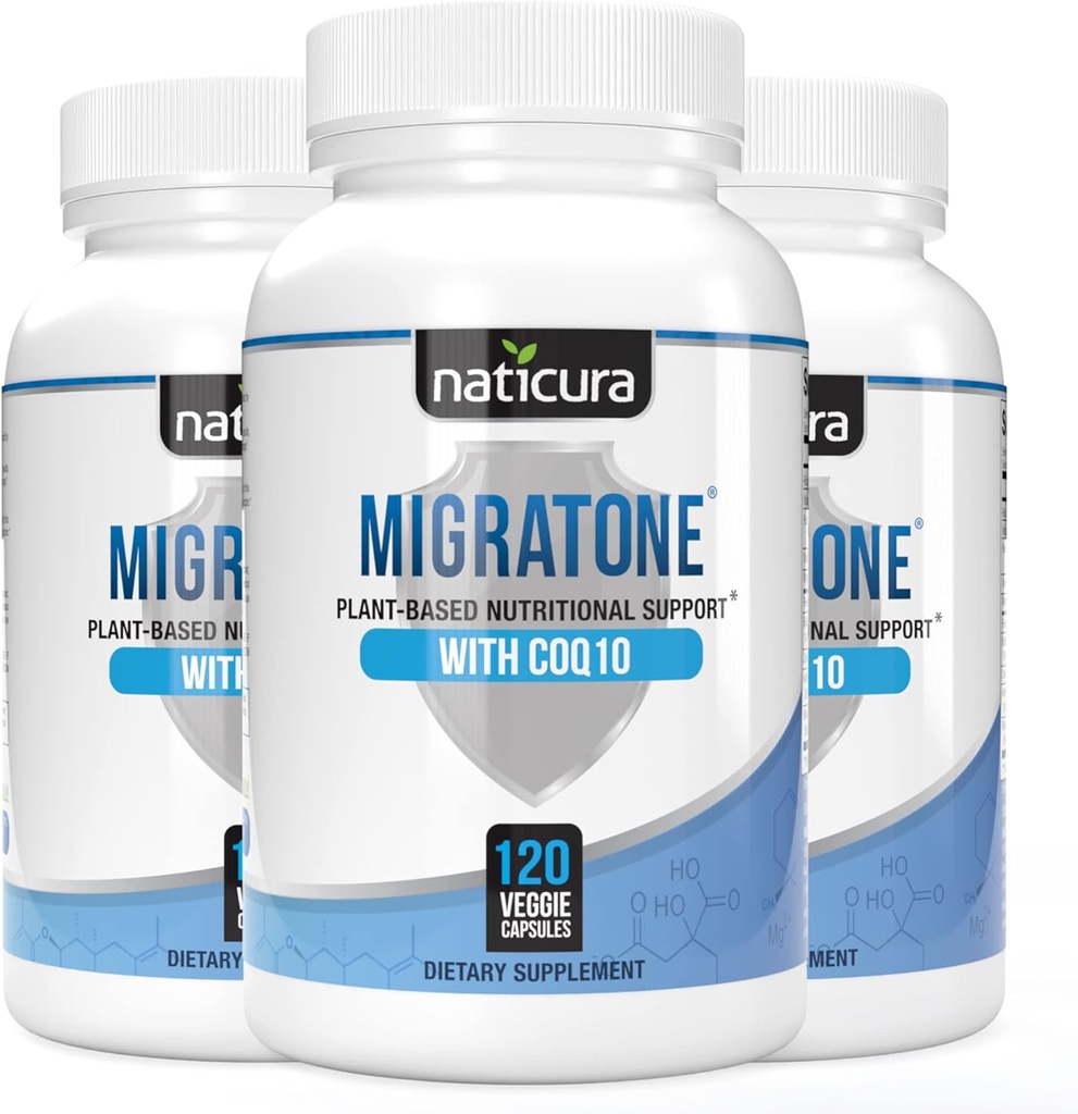 Migratone Migraine Relief - Natural Headache Relief Vitamin - Migraine Supplement with PA - Free Butterbur, Magnesium, Vitamin B2 B6 and B12, Microactive CoQ10 and Feverfew - Migraine Clinic's Choice