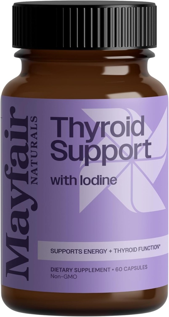 Tiroid Desteği Iodine, Kadınlar ve Erkekler için Doğal Supplement, Enerji ve Tiroid Sağlığı, 60 Capsules