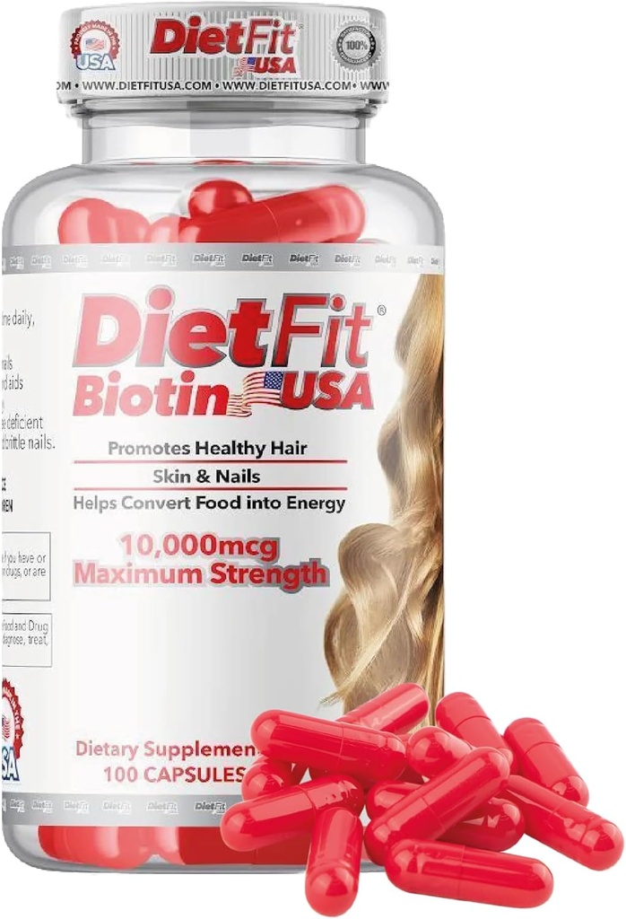 DIETFIT | Biotin 100 Capsules | Radiant Saç, Skin ve Nails Formula | Enerjili Nutrient Ölme | Gelişmiş Güzellik Desteği | Easy Daily Use | Fitness Supplements | Fitness Çözüm