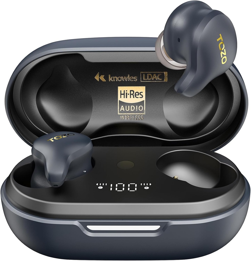 TOZO Golden X1 Kablosuz Earbuds Dengeli Armature Sürücü ve Hibrit Dinamik Sürücü, Bluetooth Kulaklıkları OrigX Pro, LDAC & Hi-Res Audio Wireless, Gürültü Cancellation Headset Galaxy Blue/Black