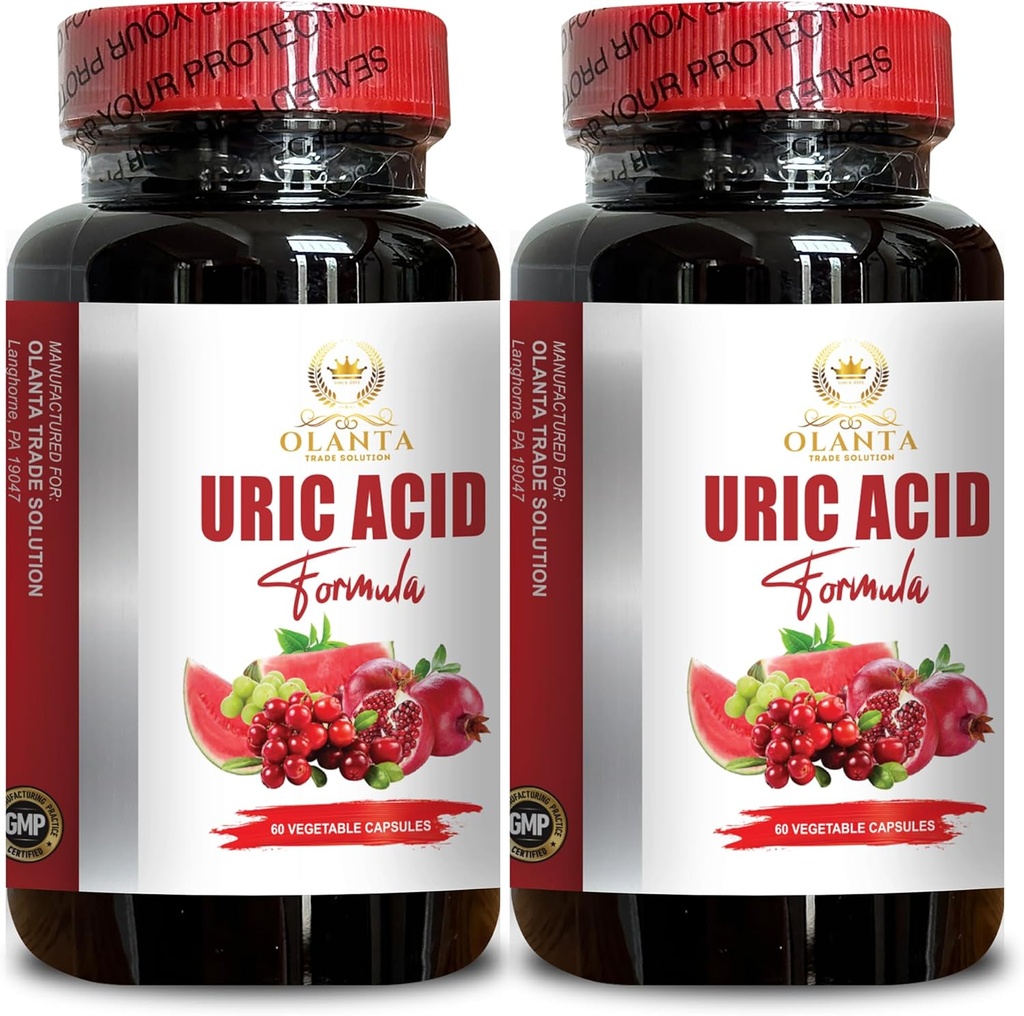 URIC Acid Support - Joint Comfort and Mobility Support, Uric Acid Support Capsules, Uric Acid Level, Advanced Uric Acid Control - 2 Bottles 120 Capsules