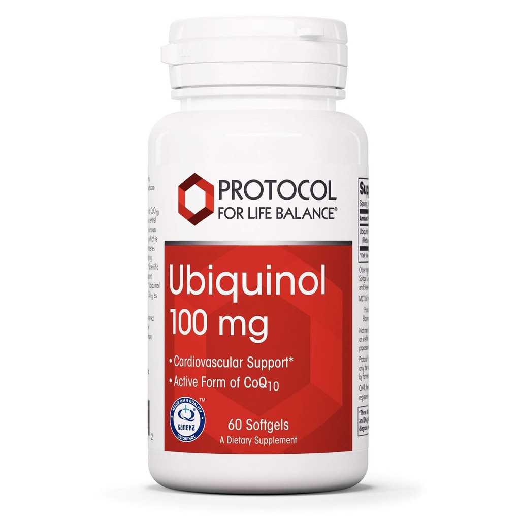 Protocol For Life Balance - Ubiquinol 100 mg - Cardiovascular Support with Active Form of CoQ10, Supports Energy Production, Heart Health, Antioxidant Activity - 60 Softgels