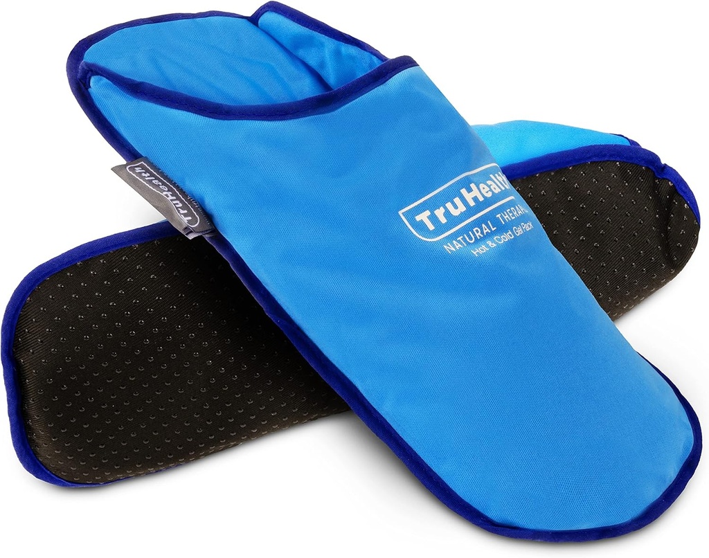 Ice Pack Slippers for Neuropathy Relief - 1 Pair, Blue Vinyl Gel - Ice Pack Wraps & Cold Slippers for Swollen Feet Relief - Hot & Cold Therapy for Plantar Fasciitis & Burning Sensation
