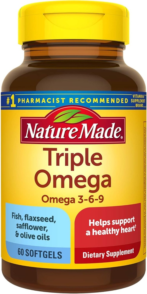 Doğa Triple Omega 3-6-9, 60 Softgels, Omega Supplement For Heart Health (Pack of 3)