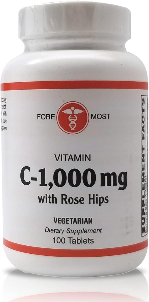 Rose HIPS 1000 mg Tabletleri ile Holistic Health Vitamin C, Immunity için C Tablet, Optimal Kan basıncını korumak ve Healthier Inflammatory Yanıtları, 100 Tablet