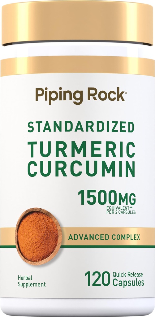 Piping Rock Turmeric Curcumin Kompleksi 1500 mg | 120 Capsules | Black Pepper Extract and Tart Cherry | Advanced Formula Supplement | Non-GMO, Gluten Free