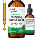 Wild & Organic Sting Nettle Root Drops - Erkekler ve Kadınlar için Nettle Türlülüğü - Sıvı Urtica Dioica Tamam - Vegan, Sugar & Alkol-Free - 2 fl ozz