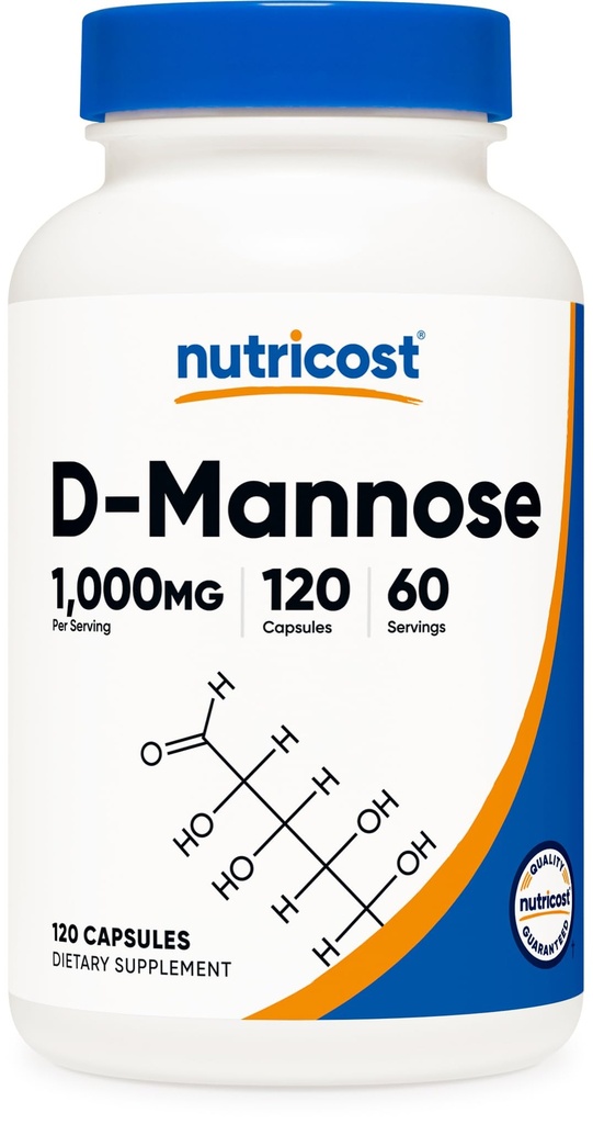 Nutricost D-Mannose 1000 mg In Service, 120 Capsules - 500 mg Per Capsule, Urinary Tract Health, Non-GMO ve Gluten Free