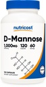 Nutricost D-Mannose 1000 mg In Service, 120 Capsules - 500 mg Per Capsule, Urinary Tract Health, Non-GMO ve Gluten Free