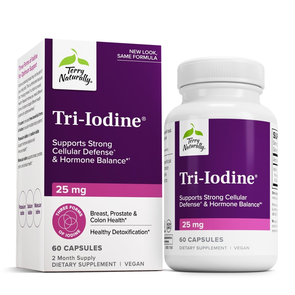 Terry Doğal Tri-Iodine - Meme & Prostate Health Support için Diyetsel Tamam - Sağlıklı Tiroid Fonksiyonu Tamam Yardım - 25 mg, 60 Capsules
