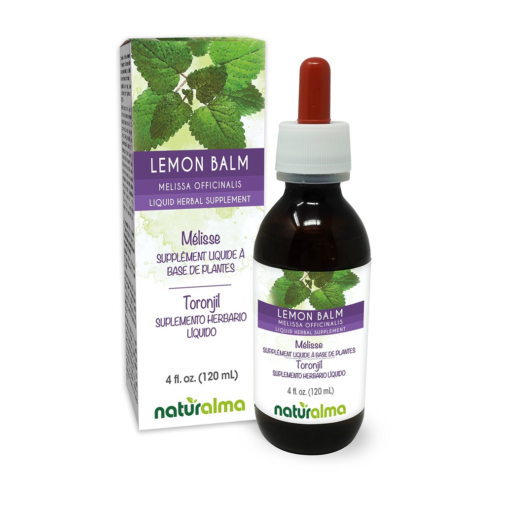 Naturalma Lemon Balm (Melissa officinalis) Leaf Alkol Özgür Tincture - 4 fl oz Sıvı Ekstraksiyon - Herbal Supplement - Vegan