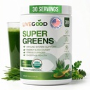 Good Super Greens Toz Organik Superfood with Wheat Grass Toz, Daily Superfood Toz for Immune Support, Energy and Detox, Green Juice Supplement (30 hizmet), 12.38 Oz Oz