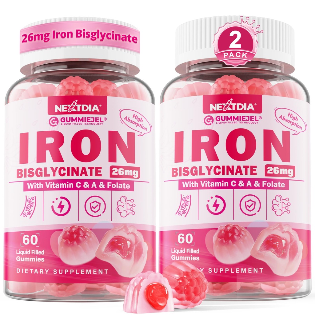 Vegan Demir Kadın ve Erkekler için Gummies - Yetişkinler ve Çocuklar için B12 çinko C Folate B12 Çinko, Demir Eksikliği için, Enerji Boost, Non-Constipating & After Taste, Sugar-Free 2 Pack