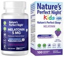 Nature's Perfect Night Sche | Melatonin 5mg | Çocuklar Melatonin 1mg | 200 Kont | 100 Count | Sugar Free | Gluten Free | Non-GMO | Vegan