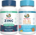 MaryRuth Organics çinko (Tart Raspberry) & Vitamin K2+D3 Kalsiyum Gummies (Peach & Apricot) | Clean Label Project TY® | Vitaminler Immunity & Ortak ve Bone Health | Vegan, Non-GMO