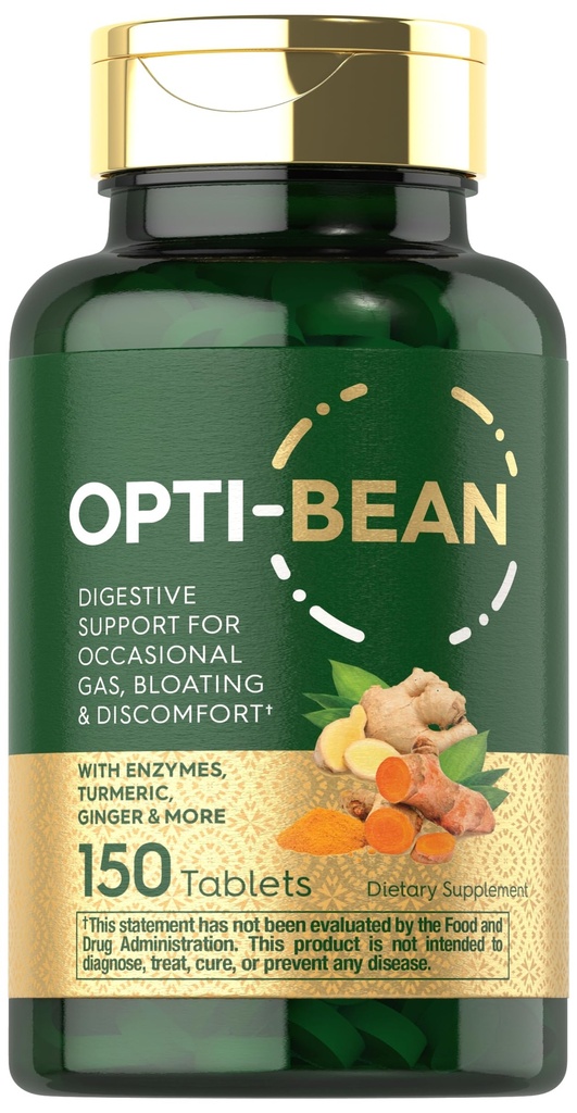 Carlyle Opti-Bean | 150 Tablet | Digestive Support | Gas, Bloating & Discomfort Enzyme Mix | Vegetarian, Non-GMO & Gluten Free Supplement Supplement