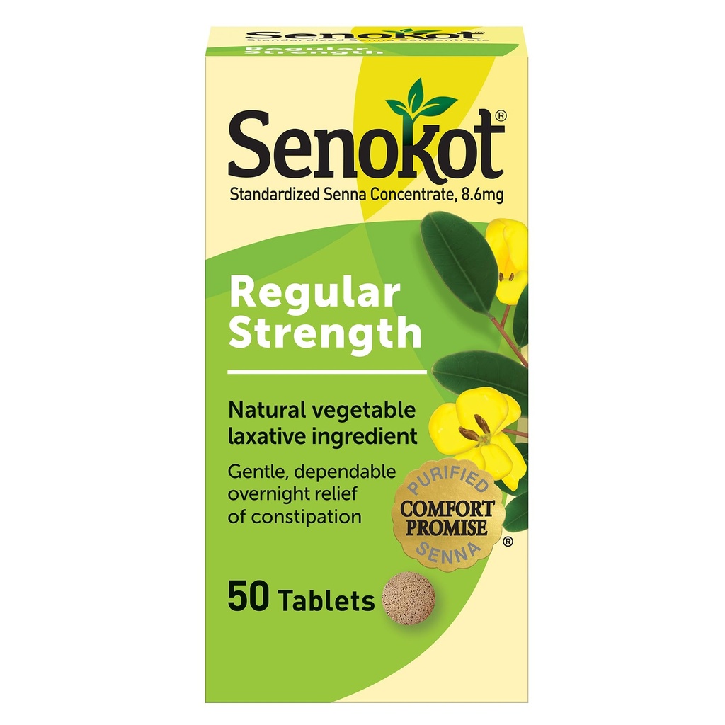 Senokot Düzenli Kuvvet Senna Laxative Tabletler Yetişkinler için Saldırganlık Yardımı, 50 sayı