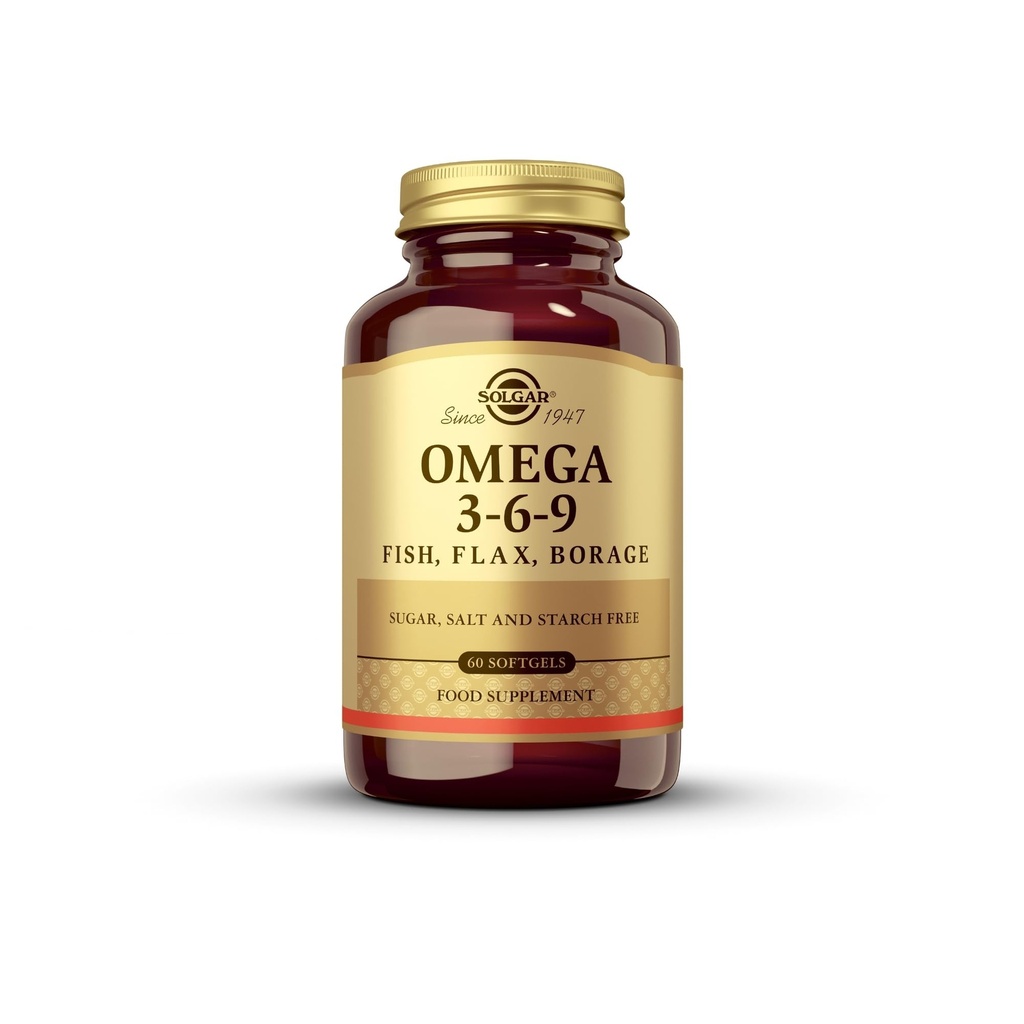 Solgar 1300 mg Omega 3-6-9-60 Softgels - Ortak ve Cilt Sağlığı için Destek - Non-GMO, Gluten Free - 20 Hizmetler