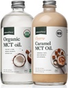 Natural Force Creamy Caramel MCT Petrol + Organik Full Spectrum MCT Petrol – Gluten-Free, Non GMO, 100% Pure Coconut MCTs from Organic Coconuts – Keto, Paleo ve Vegan – 2x 16 Ounce Glass Şişeleri