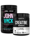 Jacked Factory X John Wick - Wick Mode Pre Workout Toz (Baba Yaga Blue Raz, 40 Hizmet) & Kretine Monohidrat Toz (Unflavored, 30 Hizmet)