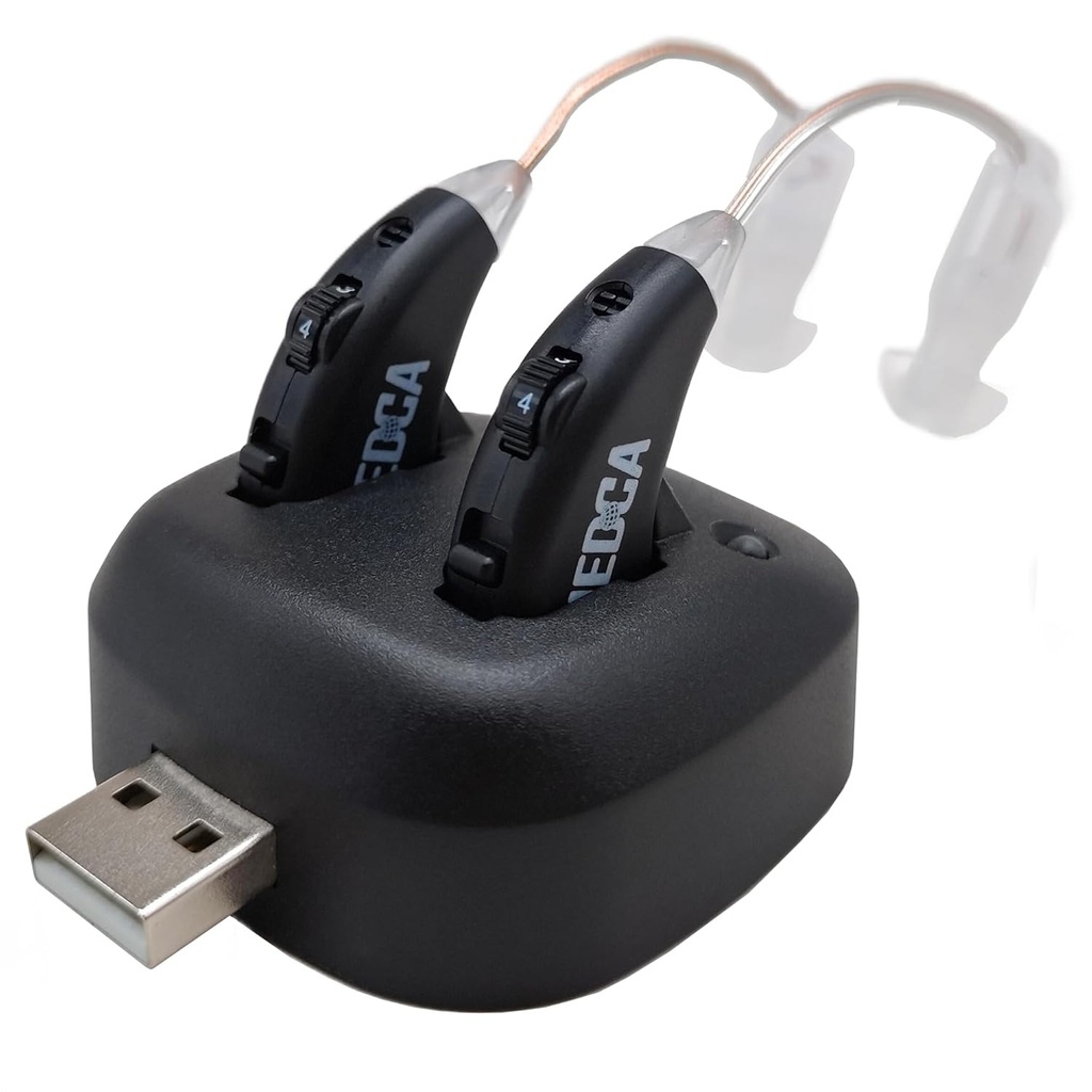Dijital Duyucular - Device Premium BTE Personal Sound Amplifier Pair with USB Dock, Ear İşitme Cihazlarının Arkasında Long Lasting Battery Life, Black Black Lasting Battery Life, Black