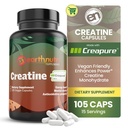 EarthNutri Kretine Monohidrat Capsules - Better Abions - Supports Muscle Strength, Strength & Recovery - 105 Capsules (5000 mg per Service, 7 Capsules)