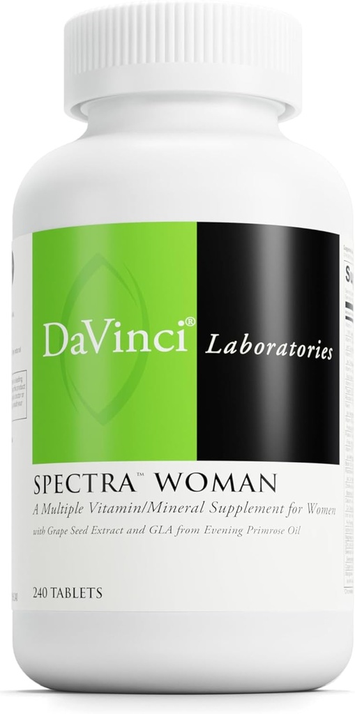 DaVinci Labs Spectra Woman - Dietary Supplement to Support Bone Health and Women's Needs - with Vitamins, Minerals, Calcium, Beta Carotene, L-Cysteine, Grape Seed Extract, and More - 240 Tablets