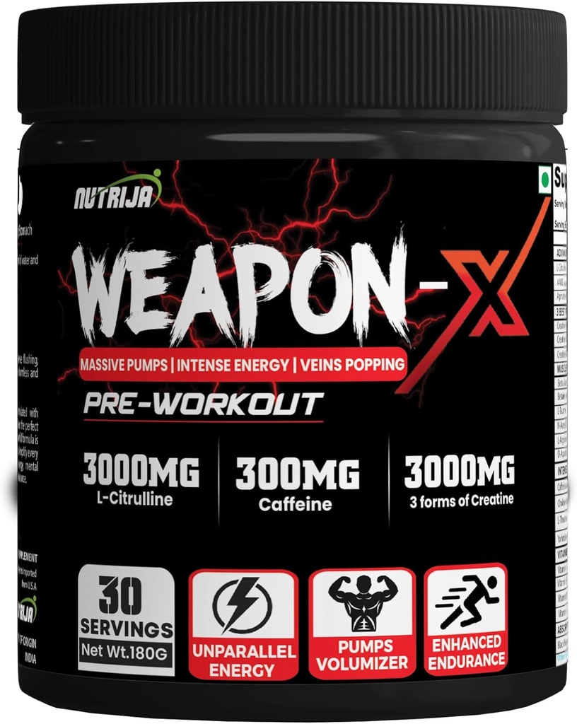 Silah-X 21 Active Malzemeler ile Çalışma Tozu - 3 En İyi Kreatin, AAKG, Beta-Alanine, Caffeinated | Pumps, Viens Popping, Enerji, Focus & Strength (30 Hizmetler)