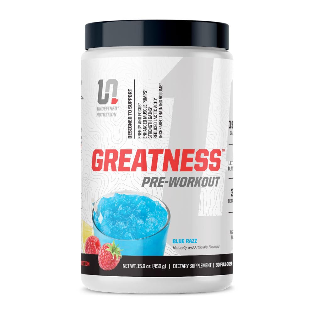 Tanımlanmamış Beslenme Büyüklüğü Brian Shaw tarafından Çalışmak (30 Hizmet) – 6 g Citrulline Malate & 3.2 g Beta Alanine for Better Pumps, Energy, Focus and Strength for Men & Women (15.9 Oz, Blue Razz)