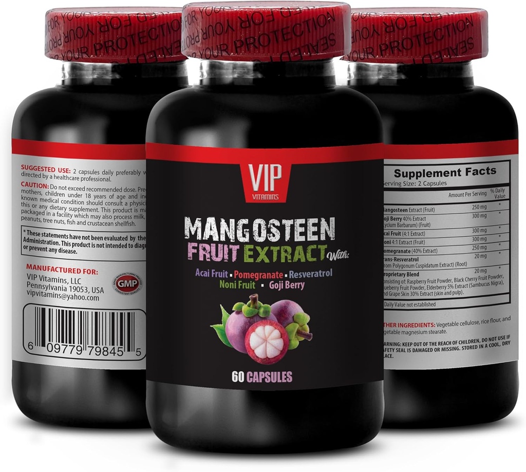 Beyin ve hafıza gücü artar - MANGOSTEEN FRUIT ACAI FRUIT, ABSEGRANATE, RESVERATROL, NONI FRUIT, GOJI BERRY, Mangosteen takviyeleri, antioksidanlar kadınlar için takviyeleri, 1 Şişe 60 Caps