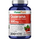 NusaPure Guarana 20:1 Ekstraksiyon, 300 mg Veggie Caps 200 Count (Non-GMO, Vegan) başına 6.000 mg Equivalent
