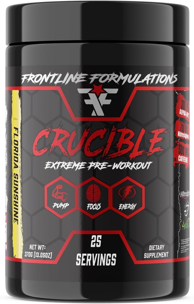 Crucible Pre-Workout Toz, Explosive Workouts, Laser Focus, High Stim, Amazing Flavor, Gazi Kendin ve Kontrollü (25 Hizmet, Florida Sunshine)