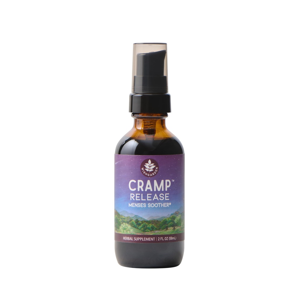 WishGarden Herbs Cramp Yayını - Doğal Herbal Menstrual Cramp Relief Supplement with Cramp Bark, Fast-Acting Tincture Soothes period Cramps, Supports a sağlıklı Hormon Döngüsü, Mood & Relaxation, 2oz