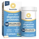 Yeni Yaşam Ekstra Bakım Digestive Probiyotik Capsules, 50 Milyar CFU Garantili, Daily Supplement Supports Immune, Digestive, Respiratory Health (1), L. Rhamnosus GG, Dairy, Say ve Gluten-Free, 60