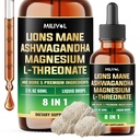 8in1 Lions Mane Liquid Drops with Ashwagandha Root, L Magnezyum-Threonate & 5 Herbs - Mood Balance, Brain Health, Immune - 60 Days Supply - 2Fl ozsa