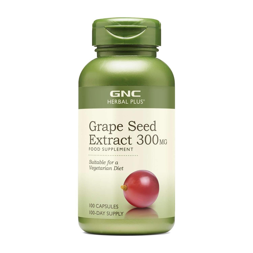 GNC Herbal Plus Grape Tohumlama 300 mg Supplement, Vegetarian, 100 Hizmet