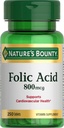 Nature's Bounty Folic Acid Supplement, Supports Cardiovascular Health, 80006, 250 Tablet