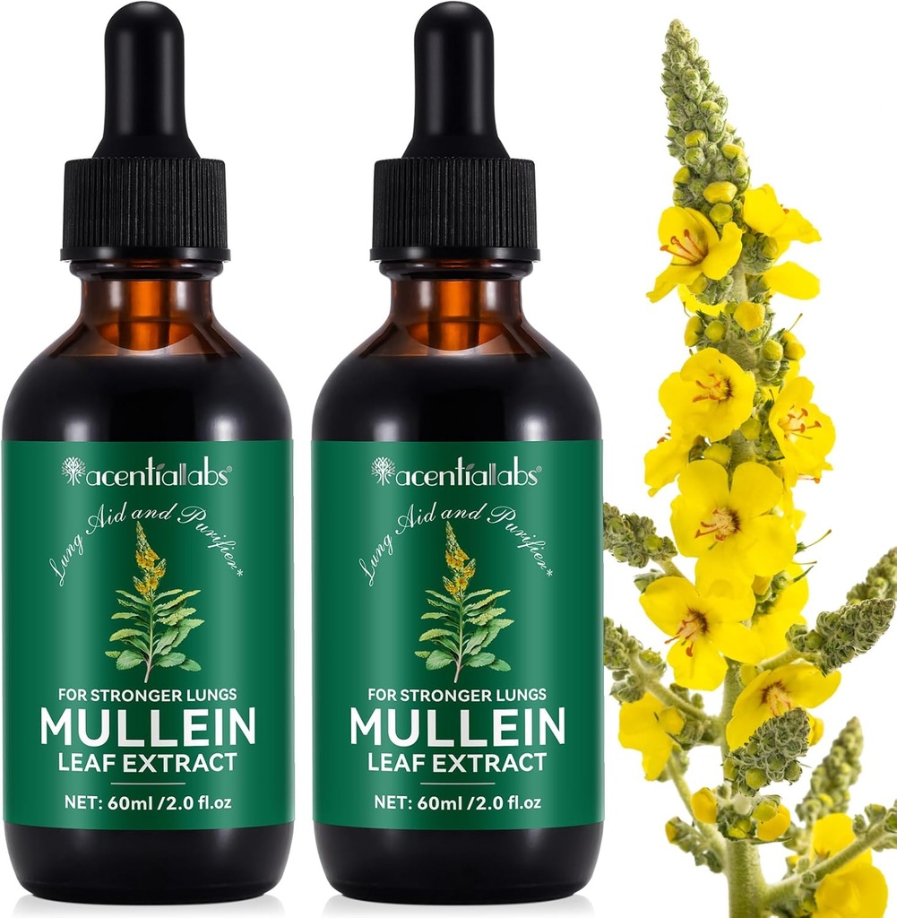 Lungs için Mullein Drops, Mullein Leaf Extract for Lungs, Mullein Leaf Tincture Drops, Powerful Mullein Leaf Liquid Extract Drops, Vegan Mullein Leaf Sublingual Fast Abors, 4 OZ