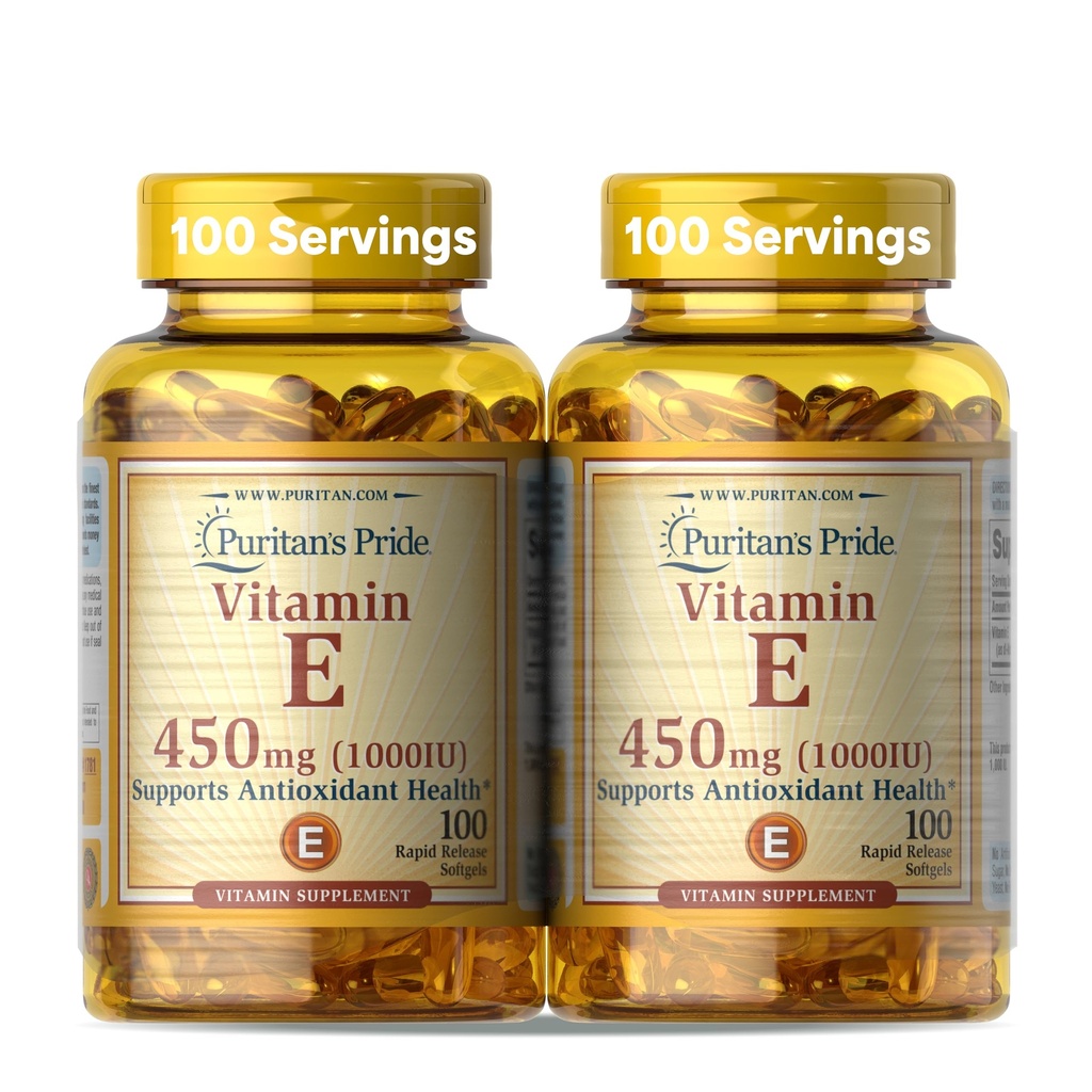 Puritan'ın Gurur E-450 mg (10.000IU), Immune System Function ve Antioksi Health Support için Vitamin Supplement, 100 Hızlı Yayın Softgels, 2 Pack