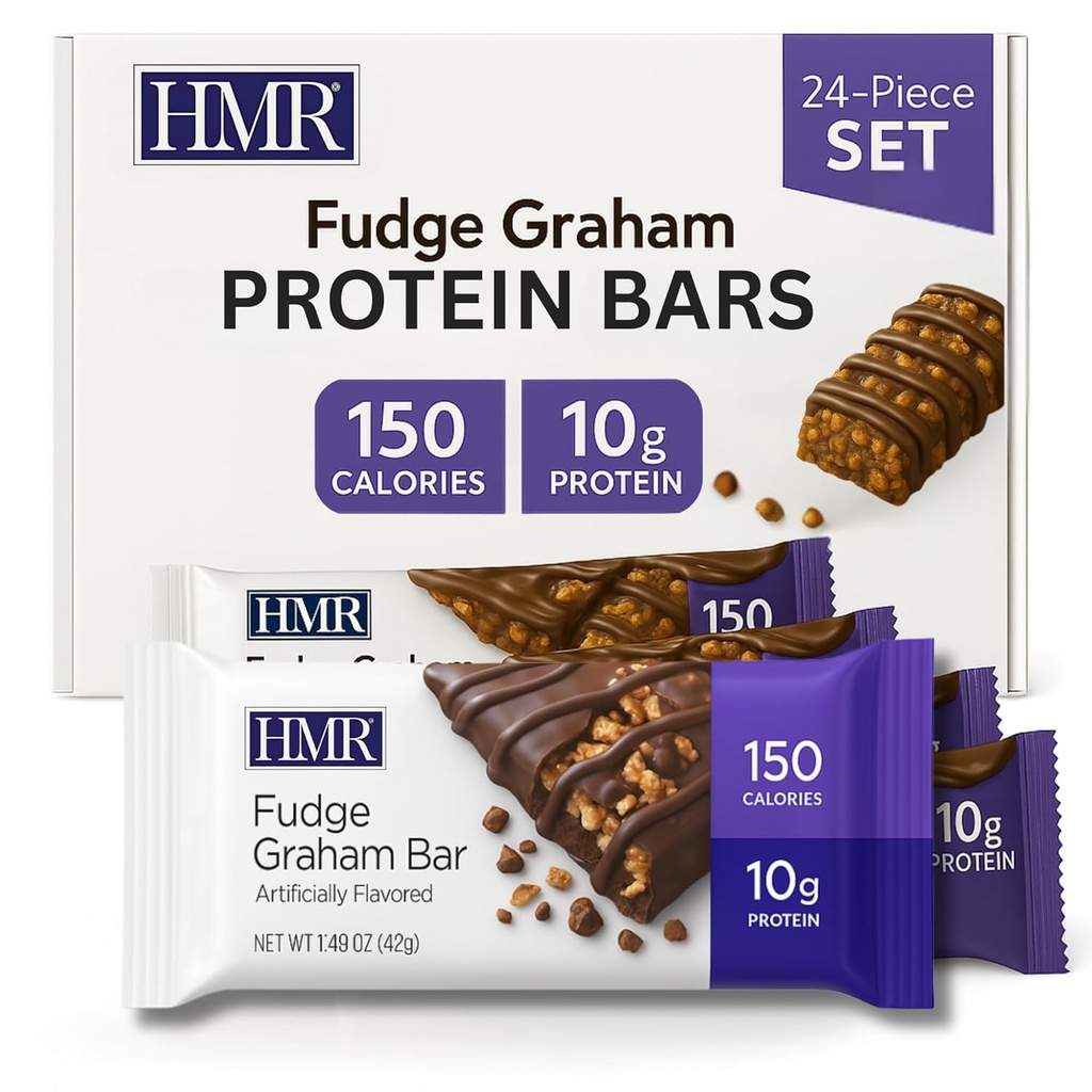 HMR Fudge Graham Protein Bar | Saç Bakımı Desteklemek için Komik Snack | Low Calorie Dessert | Protein 10g | 24 Kont