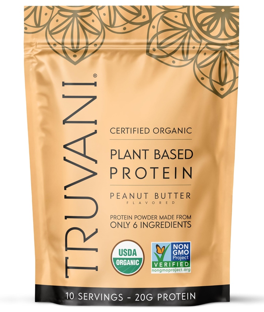 Truvani Vegan Pea Protein Toz | Peanut Butter | 20g Organik Bitki Temel Protein | 10 Hizmet | Keto | Gluten & Dairy Free | Low Carb | No Ek Olmayan Şeker
