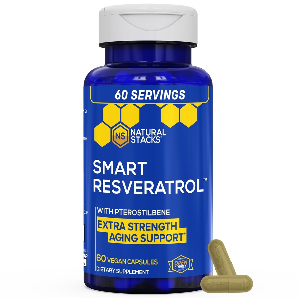 Resveratrol Tamam - 250 mg Trans-Resveratrol & 10 mg Trans-Pterostilbene - 200 mg Red Wine Extract - Ekstra Güç Ağlama Desteği - 60 Japon Knotweed Capsules