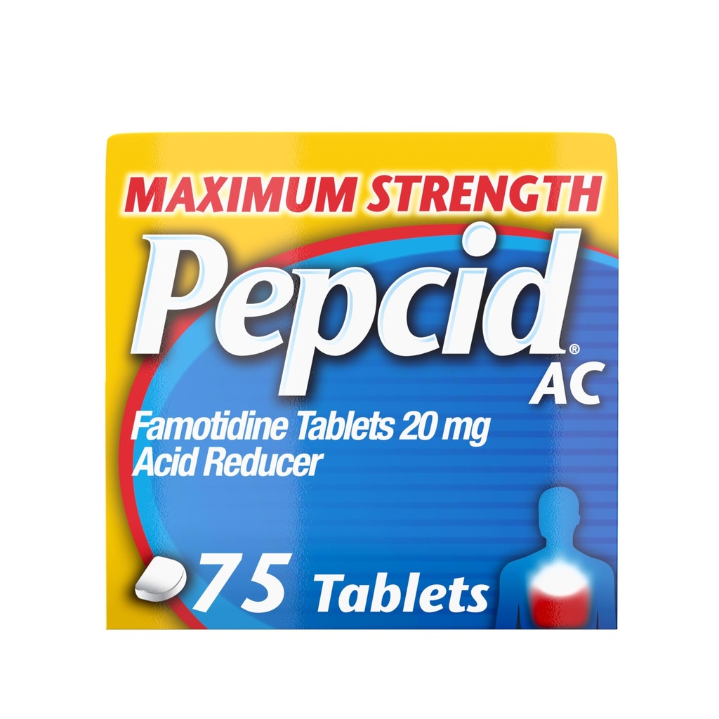 Pepcid AC maximum Strength Heartburn Relief Tabletleri, OTC Tıp Önlemler ve Relieves Heartburn Asit İndigestion nedeniyle 20 mg Famotidine Asit Özellikleri, Hızlı Teklif, 75 Ct