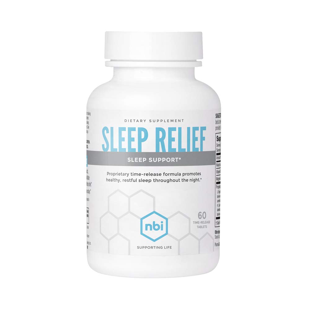 NBI Sleep Relief Melatonin Natural Formula | Soothing Bedtime Supplement | Magnezyum ve L-Theanine | 60ct Tabletler