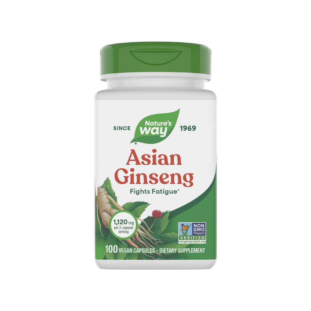 Nature's Way Asian Ginseng, Fights Fatigue*, 1,120mg Per 2-capsule Service, Non-GMO Project TY, Vegan, 100 Capsules (Pazarlama May Vary)