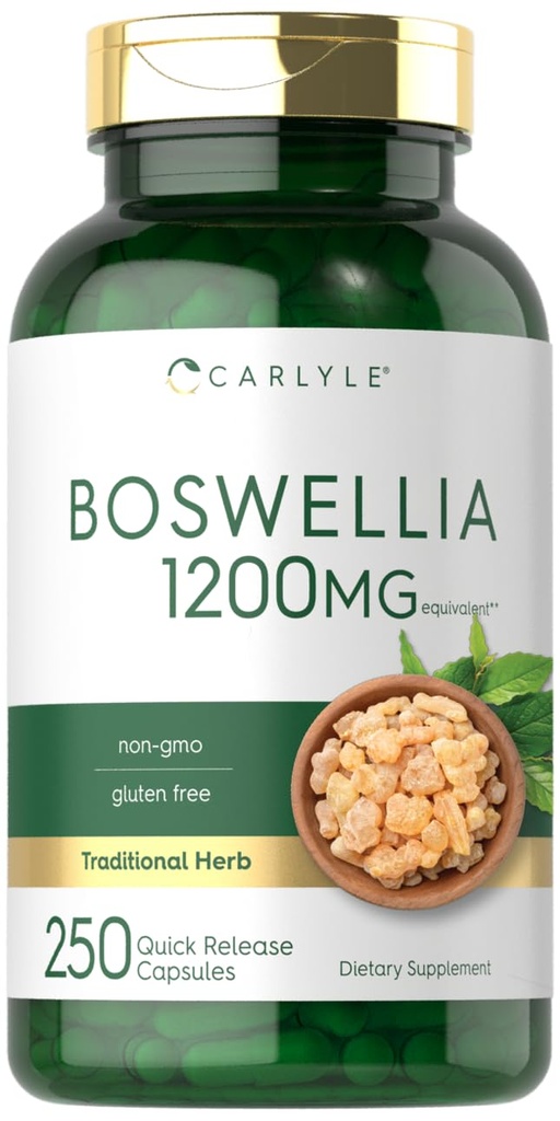 Carlyle Boswellia Extract Capsules | 250 Count | Boswellia Serrata Kompleksi Black Pepper Extract | Non-GMO, Gluten Free Supplement Supplement Supplement
