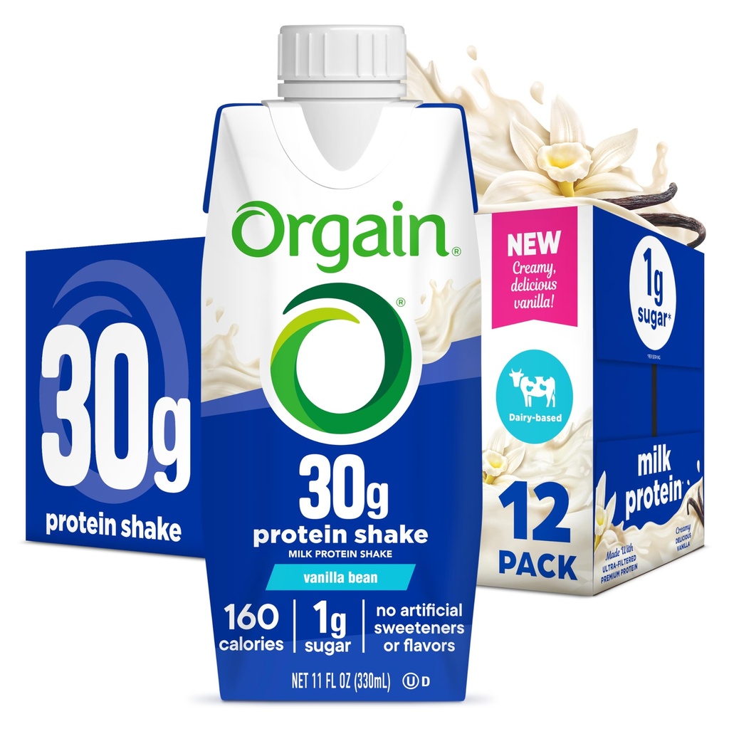 Ya da 30g Yüksek Protein Shake, Dairy Isolate Milk Protein, Vanilla Bean, 5g BCAAs, 1g Sugar Per Service, Mealchange, Iluten-Free 11 Fl Oz (Brook of 12)