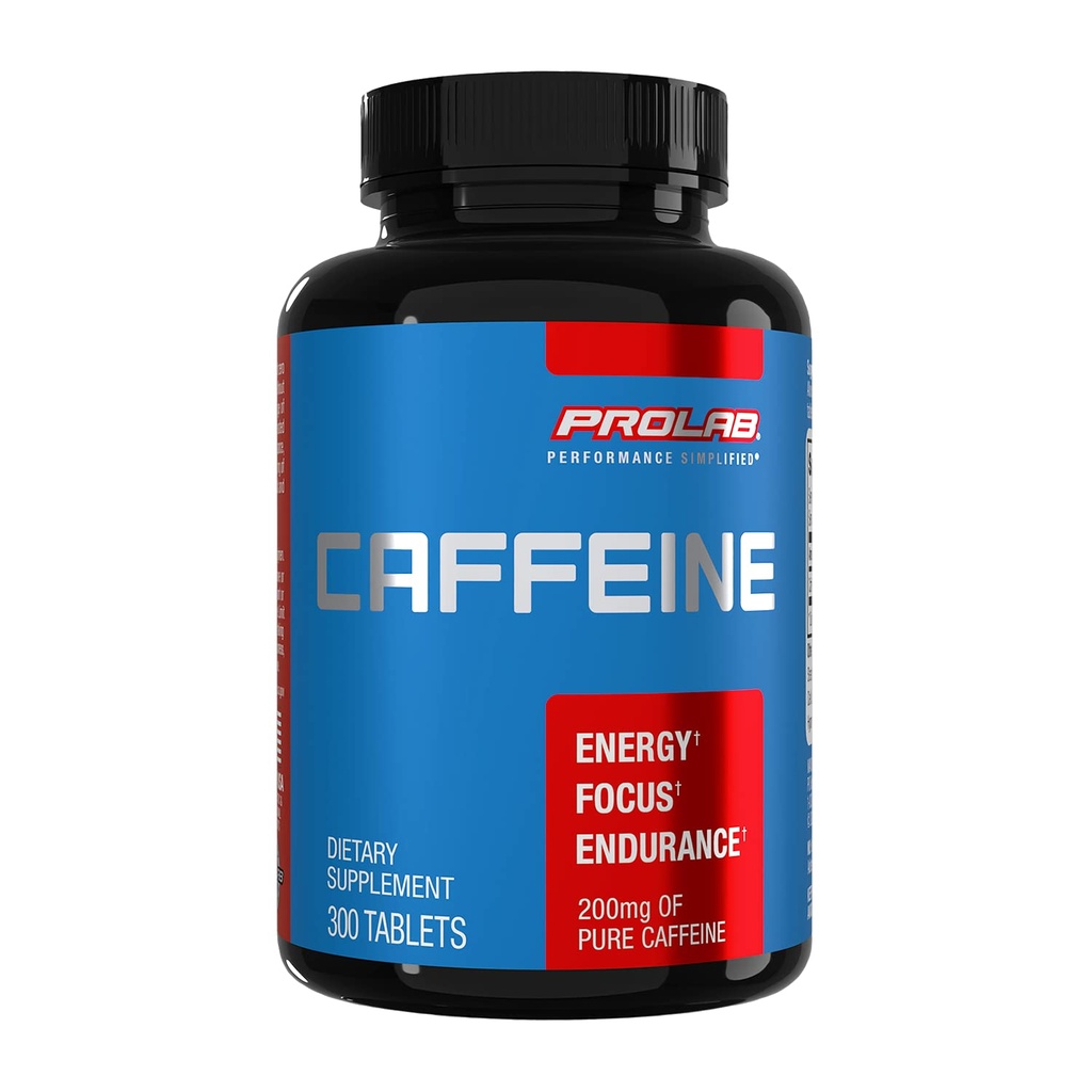ProLab Caffeine Tabletleri 200 mg - 300ct | Enerji Desteği, Gelişen Endurance & mental Focus, Fatigue, Pre-Workout, Ekstra Kuvvetigue, Pre-Workout, Extra Strength