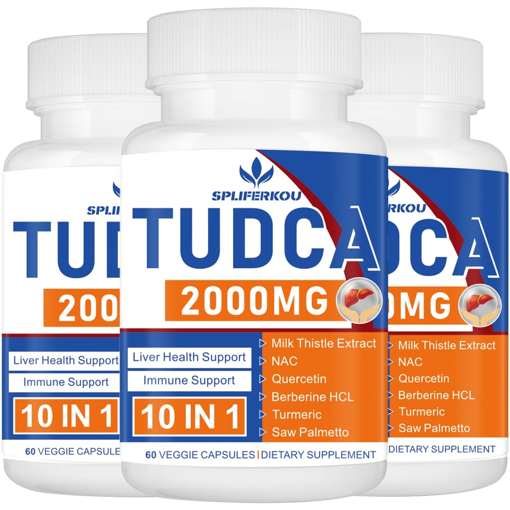 2000 mg Tudca Liver Support Supplement, Tudca Bile Salt ile Süt Butle ve NAC, 90 Gün boyunca 180 Capsules, Liver, Detoxification, Immune System