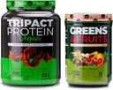 Nutrology Greens & Fruits Toz-Doly Sourced Superfood, Vanilla Cinnamon (30 hizmet) TRIPACT Vegan Protein Toz, Chocolate Peanut Butter (20 hizmet)